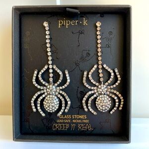 Piper K Glass Rhinestones Spider dangle earrings